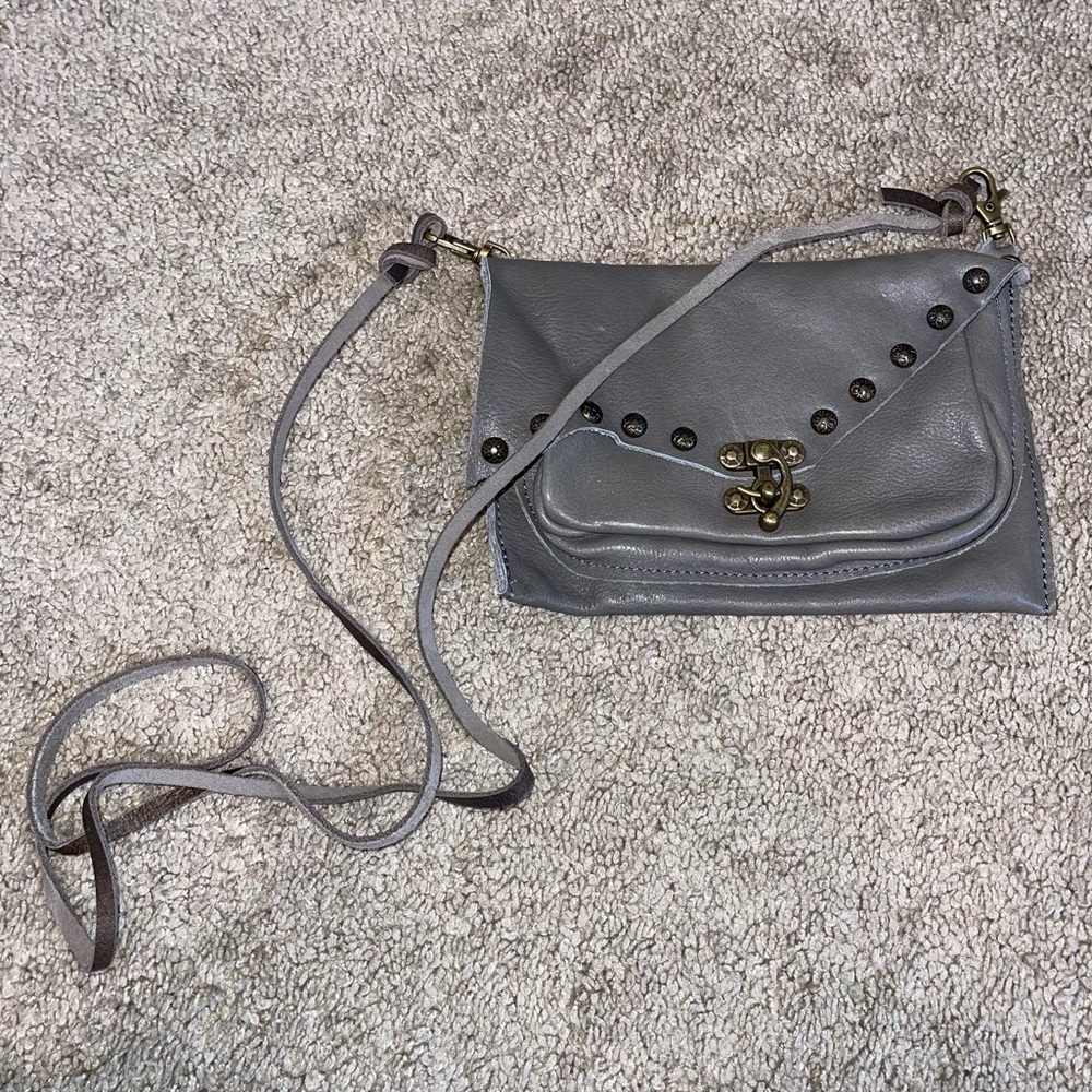 Grey Vintage Leather Cross Body